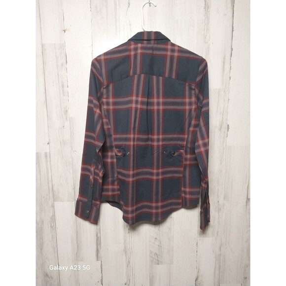 Flylow Brigette Tech Flannel Shirt Womens Medium Plaid Pearl Snap Long Sleeve - Picture 5 of 7